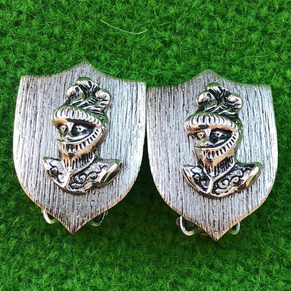 Vintage signed Bergere clip on warrior  Centurion earrings